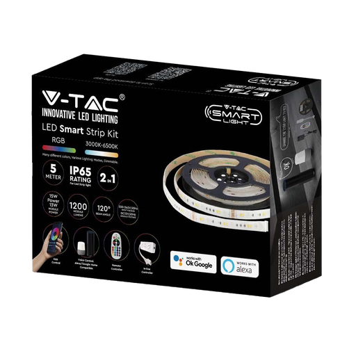[25836-17630] 90 LED Strip Sæt - IP65 RGB+3in1 Striplys, kompatibel med Alexa og Google Home, EU-stik