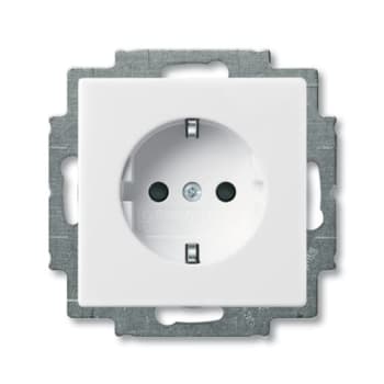[2117464430] ABB-basic55 Schuko-stikkontakt blank hvid 16A 1 modul leveres inklusive afdækning med pillesikring