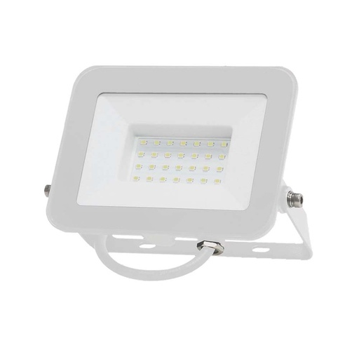 [26184-17938] 30W LED Projektør med Samsung chip, 6500K, hvidt hus og hvidt glas - Kraftig belysning til udendørs brug