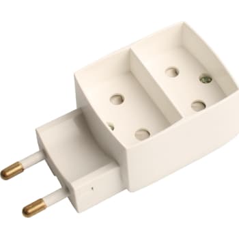 [1928953018] Dobbeltstik U/J til 2 flade stikpropper hvid