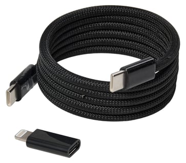 [7886238798] USB 2.0 Type C magnetisk kabel, 1m, Sort
