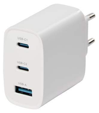 [7886992144] USB lader 3 udtag 65W, Hvid