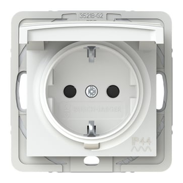 [7817103083] ABB-basic55 Schuko-stikkontakt blank hvid 16A 1 modul leveres inklusive afdækning med pillesikring o