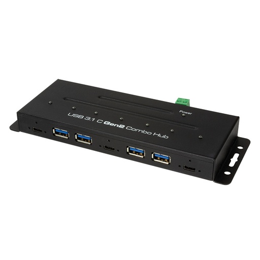 [H61932] Industriel USB 3.2 hub - 4xUSB-A + 3xUSB-C port, metal, Sort