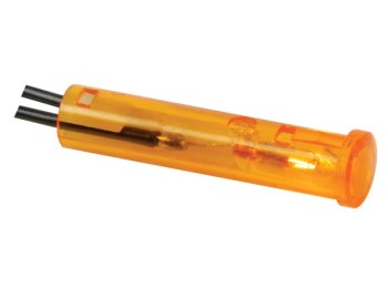 [H19063] Panel kontrollampe - 230V, Ø7mm rund, m. ledn., ORANGE