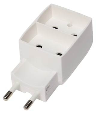 [7828111970] Dobbeltstik D1 2 flade udtag hvid