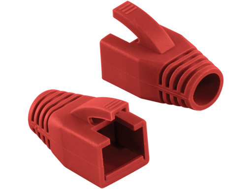 [H65581] Blød hætte til RJ45 modularstik - 8mm, Rød (50 stk.)