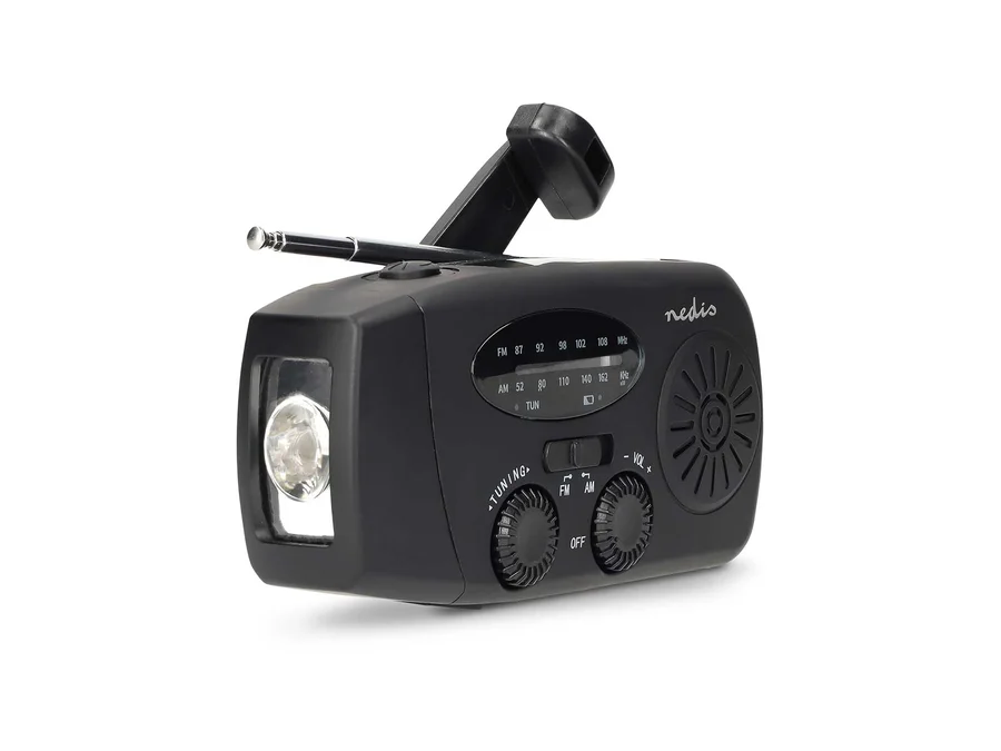 [H66296] Dynamo FM nødradio m. solpanel og powerbank, Sort
