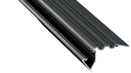 [H52186] Alu. LED trappeprofil - Type Scala, Anodiseret sort (1m)