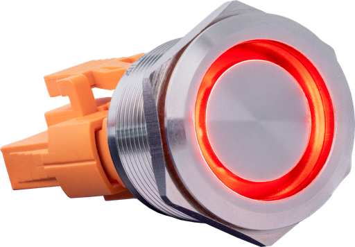 [H62972] Trykkontakt - 2P ON-(ON) 7A/250V, RØD LED