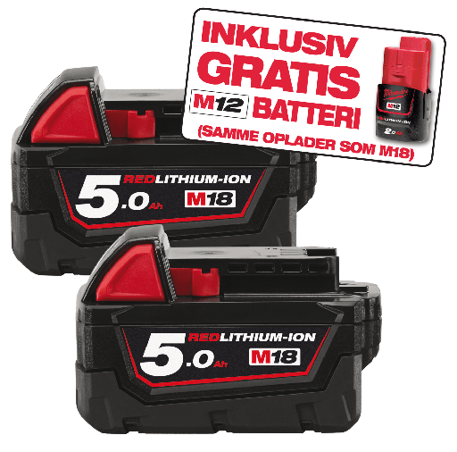 [881416339] Milwaukee M18 batterisæt B52, 2 x 18 V/5,0 Ah