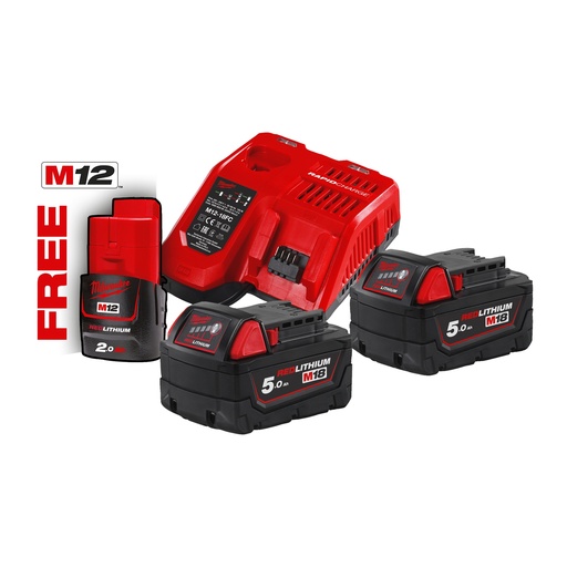 [881416488] Milwaukee M18 Red Lithium™ batteri- og ladersæt NRG-502