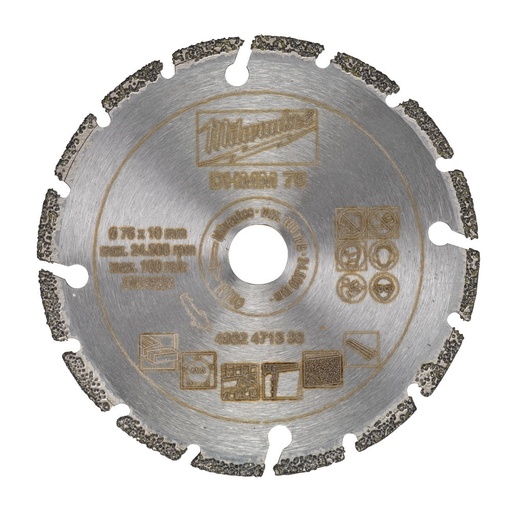 [881350023] Milwaukee skæreskive, diamant, multi material, Ø76/10 mm