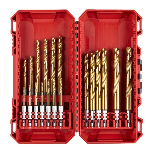 [881423858] Milwaukee POF HSS-G TIN Shockwave metalborsæt, 1/4" HEX, 19 stk.