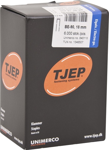 [894077160] Klammer m/lim BE-90, 18 x 5,8 mm, FZB, 6000 stk.