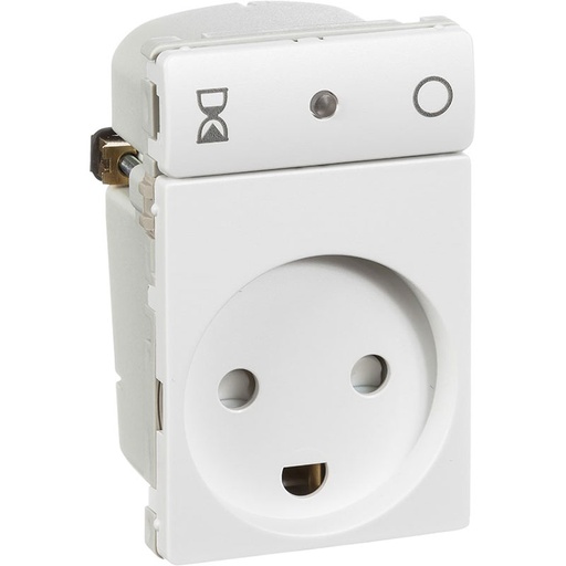 [1023001027] Fuga stikkontakt m. jord og timer 1½m modul 10A - hvid