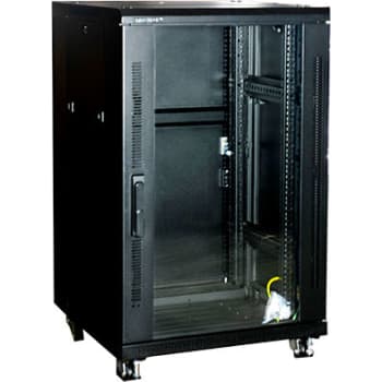 [0986021019] Gulvrack 19" 18HE B600xD600xH1000 mm sort med glasdør