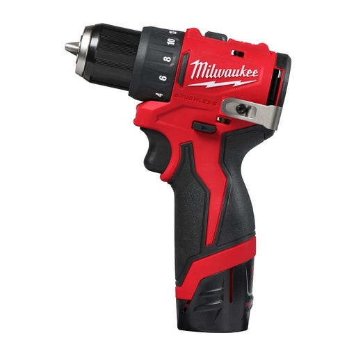 [881416009] Milwaukee M12 bore-/skruemaskine BLDDRC-202C, 2 x 12 V/2,0 Ah