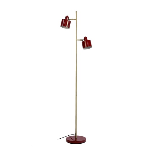 [6644004262] Dyberg Larsen ocean gulvlampe mørkerød/ messing