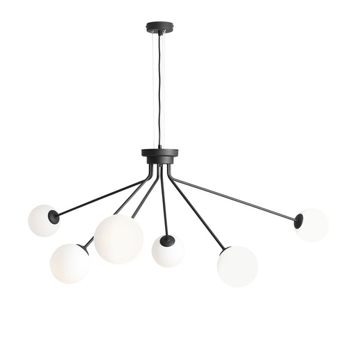 [6641002636] Aldex Holm 6 pendel, metal og glas, sort