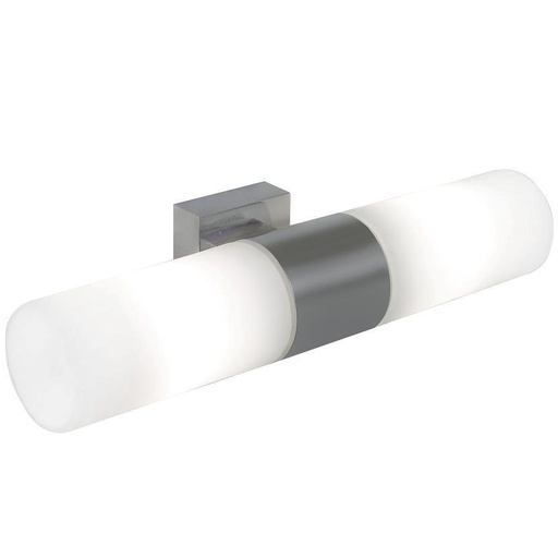 [4243120051] TANGENS DOBBELT BADLAMPE E14, BØRSTET STÅL
