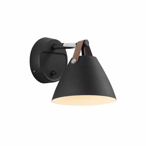 [4243364787] Væglampe Strap 15, GU10 (maks.8 W), sort/læder