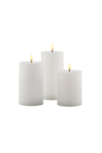 [6648702256] Sille Exclusive 3-stk sæt, Ø75 H100/125/150, batteri, hvid