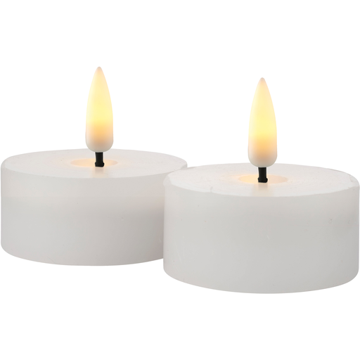 [6648702353] Sille Fyrfadslys, 2 stk sæt, batteri, hvid