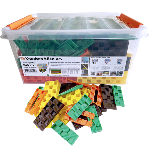 [894069521] Knudsen Mixboks montage kiler, assorteret, 245stk.