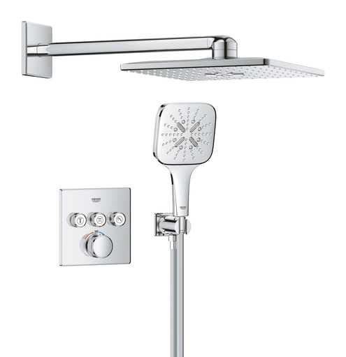 [722686864] Grotherm Smartactive indbygningsbruseSystem m. Rainshower Smartactive 310 firkantet hovedbruser