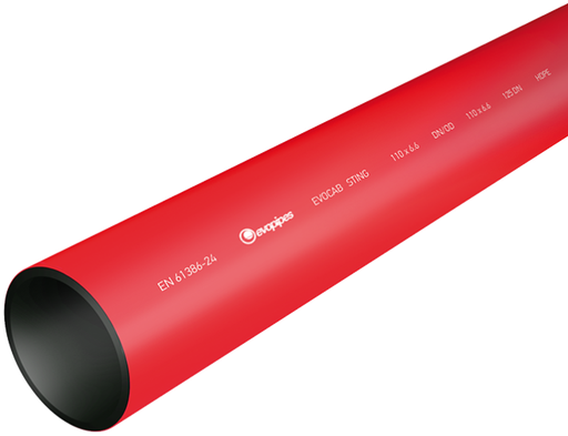 [199543161] Evopipes 160 mm SDR17,6 PE-kabelrør, glat/glat, 12 m, rød