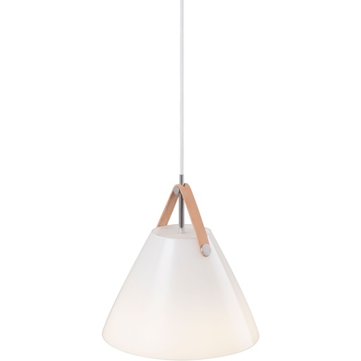 [4241337680] Pendel Strap 27, glas E27, hvid/læder