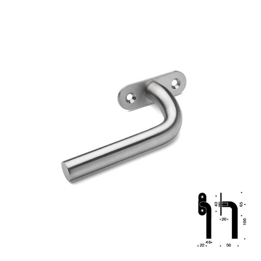 [894029560] Vinduesgreb, LF-form, 16 mm, højre, CC43, børstet stål