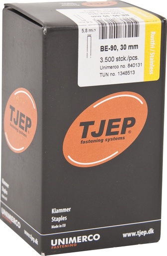 [894077361] Klammer m/lim BE-90, 30 x 5,8 mm, A4, 3500 stk.