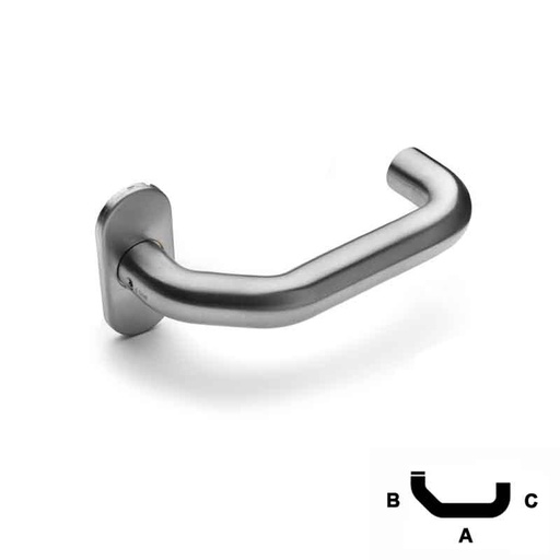 [894007964] Halvt dørgreb UF-form, 19 mm, oval roset, børstet stål