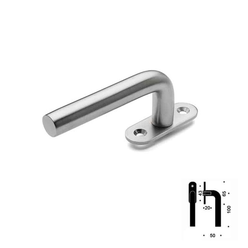 [894074464] Vinduesgreb, L-form, 16 mm, lige, CC43, børstet stål