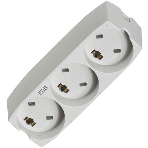 [1028009192] EDB stikdåse 3 udtag grå med jord