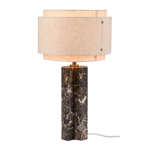 [4244014586] Takai Bordlampe E27, brun marmor/ beige skærm