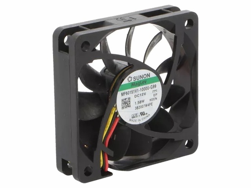 [H65968] DC blæser - 60x60x15mm 12Vdc 1,53W VAPO, 3 ledn.