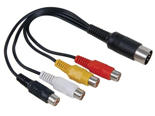 [H11107] Audiokabel - 5 pol DIN han til 4 x RCA(Phono) hun (30cm)