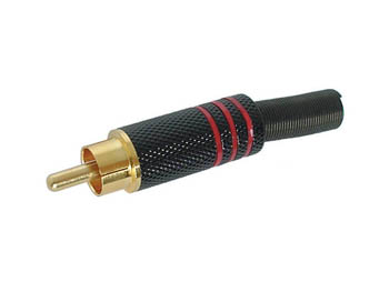 [H21271] RCA(phono) han - Guld, Sort hus m. Rød ring (kabel Ø7mm)