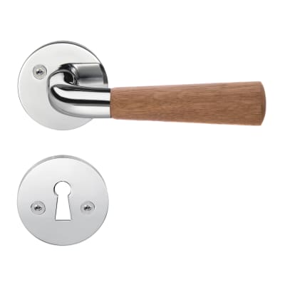 [930233900] DESIGN indendørsgreb, poleret krom/greb i egetræ