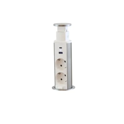 [6217252690] E-line POP-UP 2-stikdåse m/USB A+C Schuko 1,8M