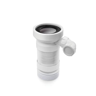 [617825140] Klosettilslutning flex med ekstra indløb Ø40 mm drejelig, hvid