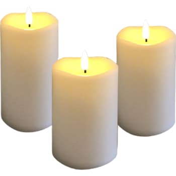 [6248003384] Bloklys 3D Flamme, m/timer, Ø75 H100/125/150, sæt m/3stk