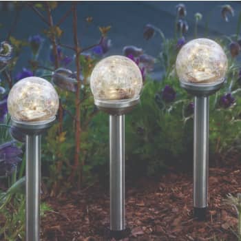 [6248005162] Solar Glass ball Ø8 cm Bedlampe på 36 cm. 1 varm hvid led, 3-pak