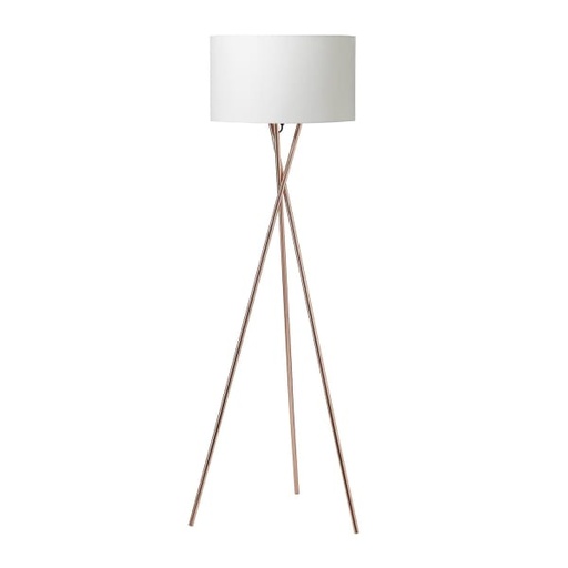 [6244200550] Gulvlampe Uptown kobber med hvid skærm