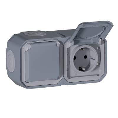 [8717405712] PLEXO55 Stikkontakt schuko fortrådet 16A  4 modul grå