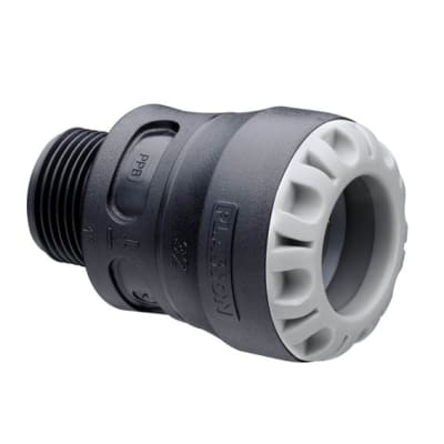 [072912031] Plasson 32 mm x 3/4" overgang med nippel, PP, PN16