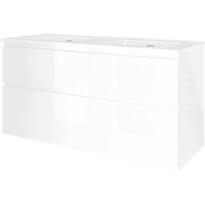 [786050800] Proline møbelsæt 121x46cm hvid højglans med 2 softclose skuffer